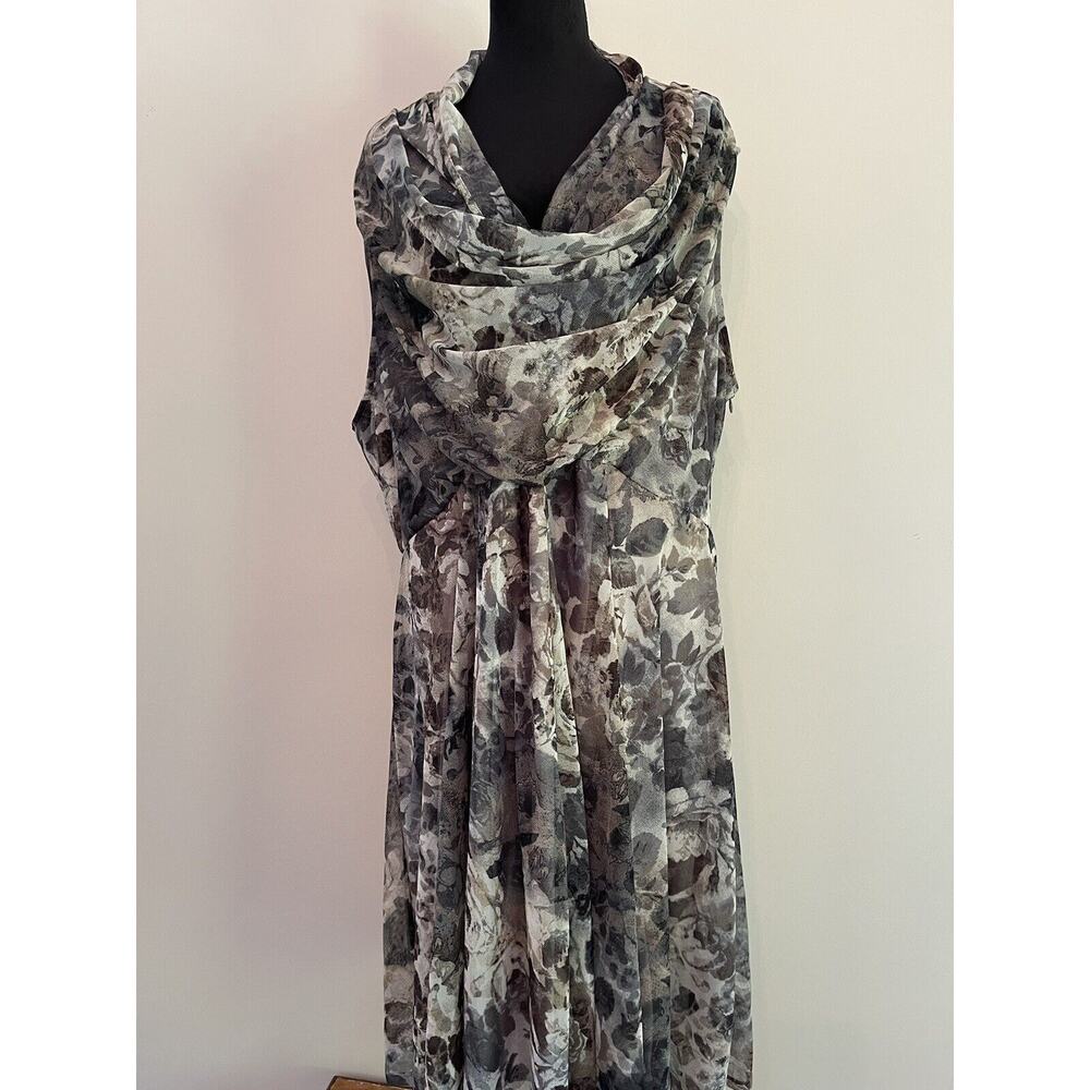 Mystic womens dress plus 24/26 shear romantic rose gray black sleeveless